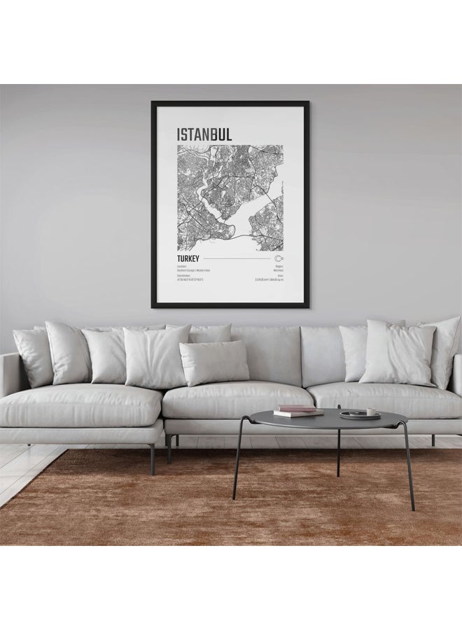 آرت دیکور  ديكور فني مؤطر صورة فنية جميلة طباعة لخريطة مدينة إسطنبول الحد الأدنى أسود أبيض ملصق حضري حديث تركيا هدية سفر غرفة المعيشة مكتب غرفة النوم جدار ديكور فندق ستوديو - Image 3
