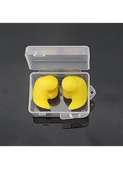 Swimming Earplugs Professional Ear Anti-water Silicone Earplugs Anti-noise Sleep Sound Insulation Earplugs Swimming Nose Clip Set-Color:Yellow Pair (transparent Box)