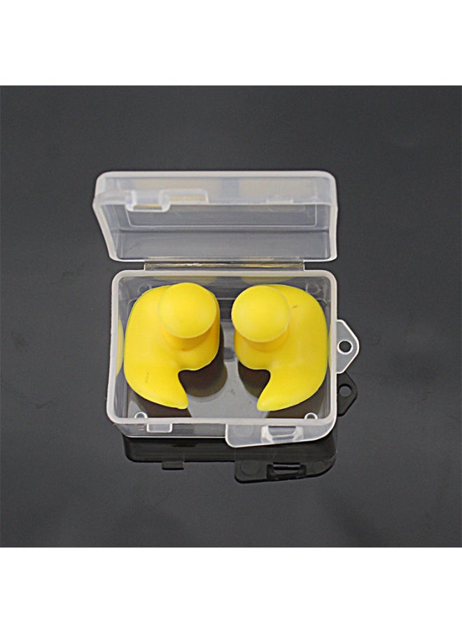 Generic - Swimming Earplugs Professional Ear Anti-water Silicone Earplugs Anti-noise Sleep Sound Insulation Earplugs Swimming Nose Clip Set-Color:Yellow Pair (transparent Box) - Image 1