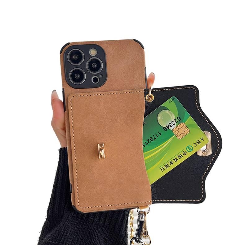 غطاء واقي، مقاوم للصدمات لـ iPhone 14 / 14 Plus / 14 Pro / 14 Pro Max، حامل بطاقات، حماية من السقوط، بني باللون البني لترتيب الأغراض للاستخدام العملي للرحلات اليومية - Image 5
