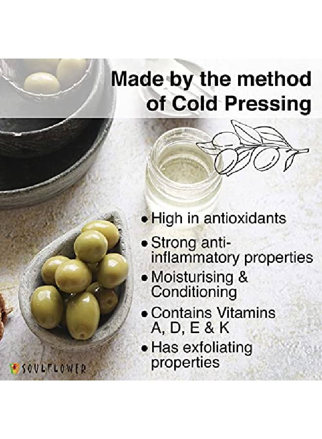 Soulflower Olive Carrier Oil For Moisturizing Skin Face Hair Nourishment Makeup Primer 100% Pure Natural Undiluted Coldpressed Oil 225Ml - Image 5