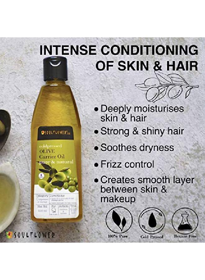 Soulflower Olive Carrier Oil For Moisturizing Skin Face Hair Nourishment Makeup Primer 100% Pure Natural Undiluted Coldpressed Oil 225Ml - Image 3