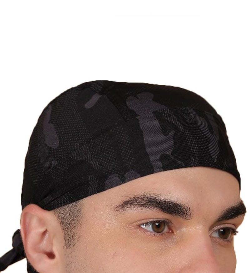 BISMAADH Unisex Spandex Patka Skull Cap Bandana/Fashionable Helmet Liner/Head Cap-Hard Hat Liner Sweat Cap - Cycling Cap - Pirate Bandana Army Print - Image 2