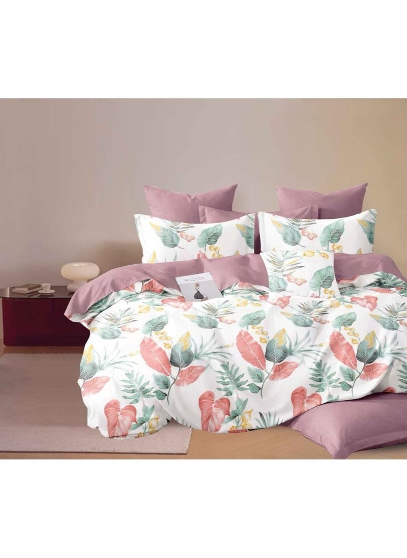AL RAID 6-Piece King Size Duvet Cover Set Microfiber Super Soft Cotton Includes 1xDuvet Cover 220x240cm 1x Fitted Sheet 200x200+30cm 4X Pillowcases 50x75cm 