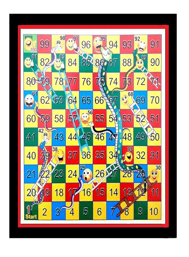 TOPTEAM Top Team Wooden Ludo Board Snakes & Ladders Board of Ludo Coins 1 Party & Fun Games Board Game & 1 Free Large Dice (Pack of 1) - Image 3