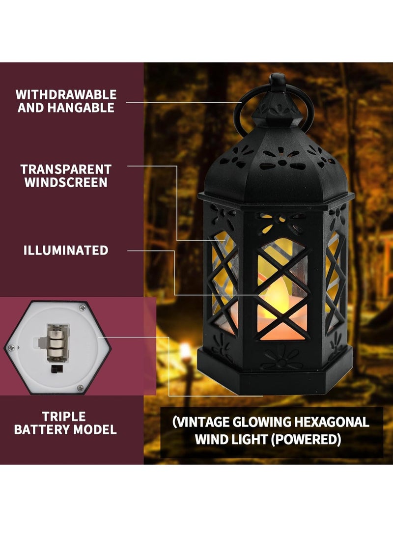 2 Pieces Decorative Lanterns LED Vintage Candle Lanterns Hanging Lanterns for Table Wedding Party Home Decorations (Batteries Included)