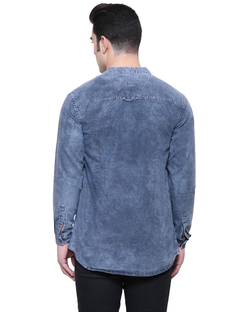 Kuons Avenue Men's Tailored Fit Cloud Grey Short Denim Kurta | Kurta Shirt for Men (KACLFS1270A-L_Cloud Grey_Large) - Image 2