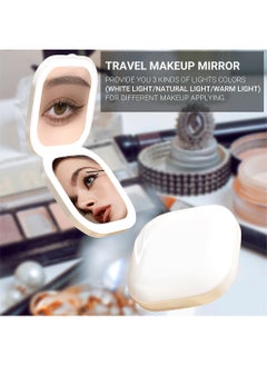 HURKEYE Travel Makeup Mirror with Lights, Rechargeable Magnification 1X/10X, Folding Portable Small Travel Mirror LED Compact Mirror with 3 Light Colors & Adjustable Brightness  - Image 4