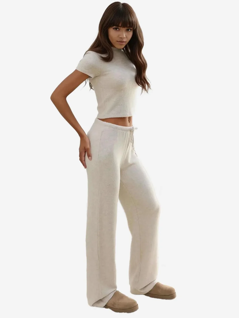 زوبعة بنطلون محبوك ناعم الملمس بأربطة