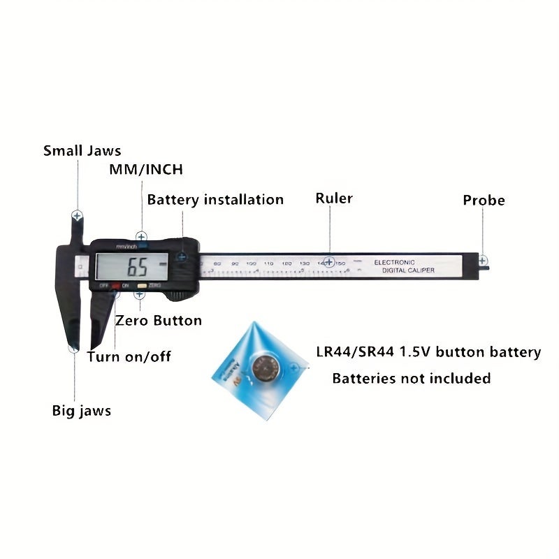 100mm Electronic Digital Caliper, Carbon Fiber Dial - Image 5