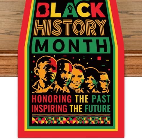 CHYAGCLT Black History Month Decorations Table Runner, Afro African American Heritage Festival Party Decorations Black History Month Table Decor for February Freedom Kitchen Dining Room Decor - Image 1