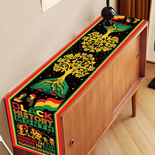 CHYAGCLT Black History Month Decorations Table Runner, Afro African American Heritage Festival Party Decorations Black History Month Table Decor for February Freedom Kitchen Dining Room Decor - Image 4