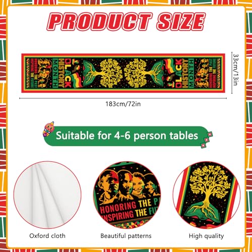 CHYAGCLT Black History Month Decorations Table Runner, Afro African American Heritage Festival Party Decorations Black History Month Table Decor for February Freedom Kitchen Dining Room Decor - Image 3