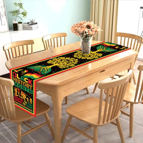 CHYAGCLT Black History Month Decorations Table Runner, Afro African American Heritage Festival Party Decorations Black History Month Table Decor for February Freedom Kitchen Dining Room Decor - Image 5