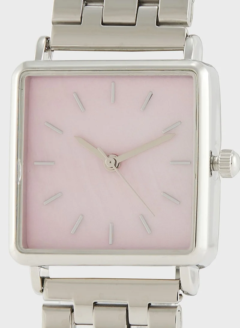 ELLA Square Metal Strap Analogue Watch & Bracelet Gift Set