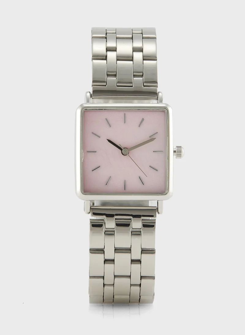 ELLA Square Metal Strap Analogue Watch & Bracelet Gift Set