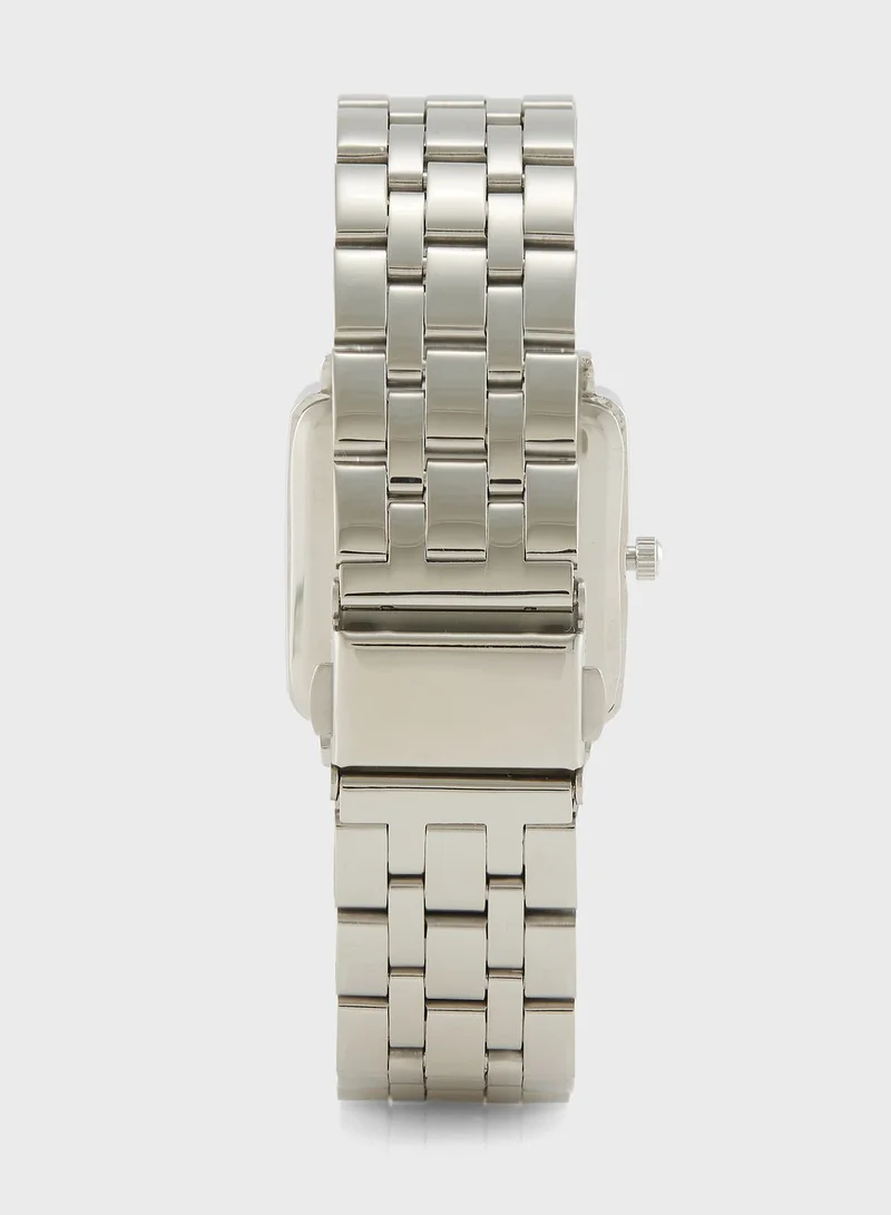 ELLA Square Metal Strap Analogue Watch & Bracelet Gift Set