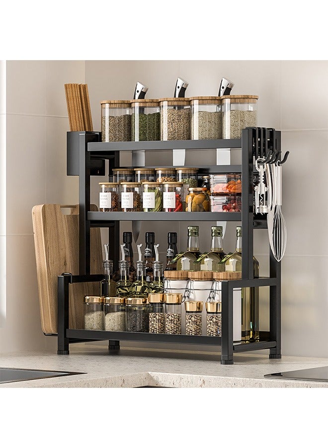 المطبخ التوابل رف كونترتوب رف عيدان سكين رف متعددة الوظائف أدوات المطبخ التوابل تخزين الرف متعدد الطبقات تخزين الرف - Image 1