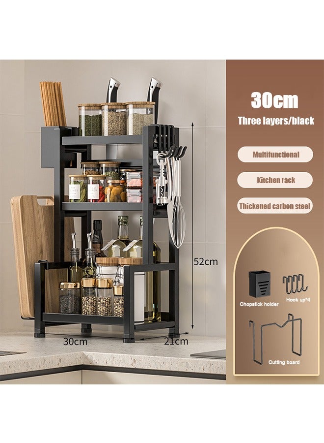 المطبخ التوابل رف كونترتوب رف عيدان سكين رف متعددة الوظائف أدوات المطبخ التوابل تخزين الرف متعدد الطبقات تخزين الرف - Image 2