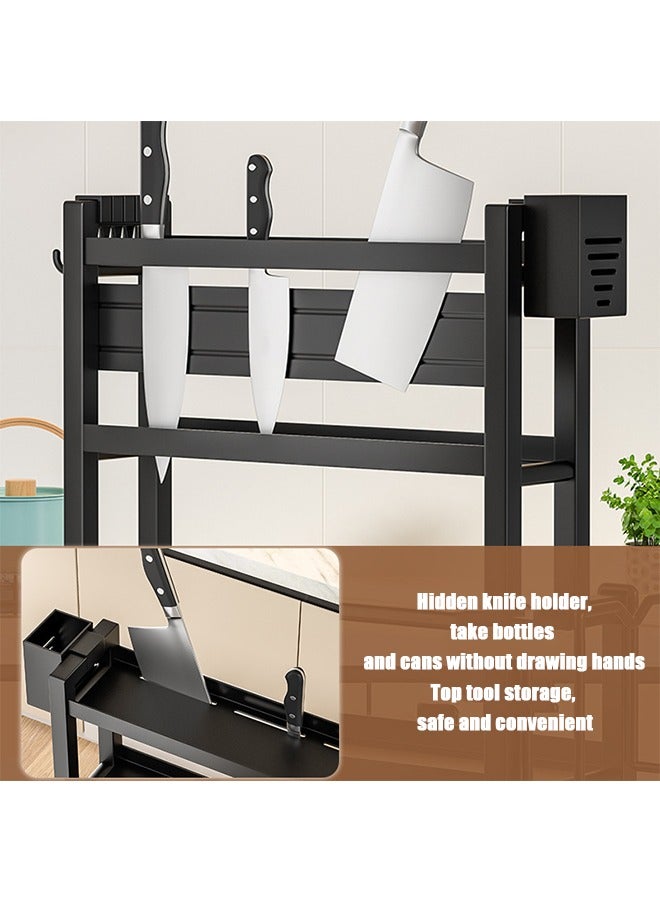 المطبخ التوابل رف كونترتوب رف عيدان سكين رف متعددة الوظائف أدوات المطبخ التوابل تخزين الرف متعدد الطبقات تخزين الرف - Image 4