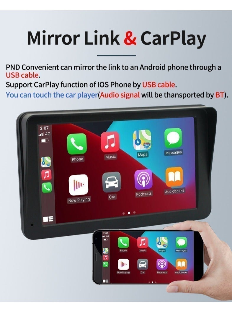 Wireless Apple Carplay  Portable Car GPS Navigator and Android Auto,Portable Car Stereo Car Radio with Bluetooth Hands-Free 7 Inch Touch Screen with Mirror Link/Voice Control/FM/TF Card/USB/Remote controls  CarPlay Screen 7 Inch Wireless Rear View Camera Backup - Image 2