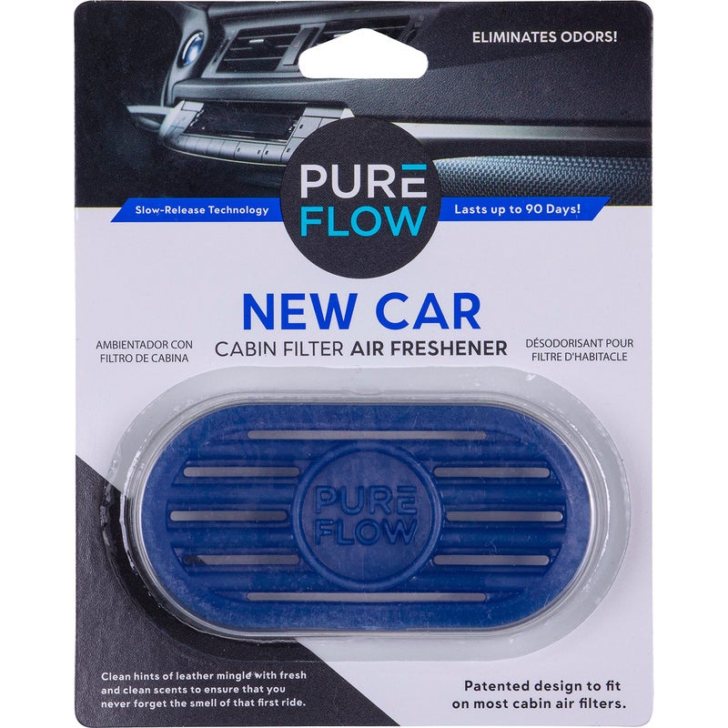 Pureflow Cabin Filter Air Freshener with Odor Eliminator â€“ Fits on Most Car, Truck, and SUV Cabin Air Filters - New Car (1 Pack) - Image 1