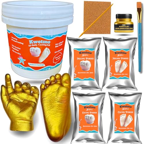 Kwetmo Baby Casting Kit – 2 Hands OR 2 Feet Molding Powder for Newborns –craft material , craft supply, Handprint and Footprint Kit – Keepsake, baby shower, newborn gifting for new parents (2 CASTINGS) - Image 1