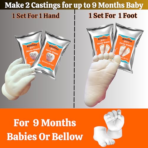 Kwetmo Baby Casting Kit – 2 Hands OR 2 Feet Molding Powder for Newborns –craft material , craft supply, Handprint and Footprint Kit – Keepsake, baby shower, newborn gifting for new parents (2 CASTINGS) - Image 3
