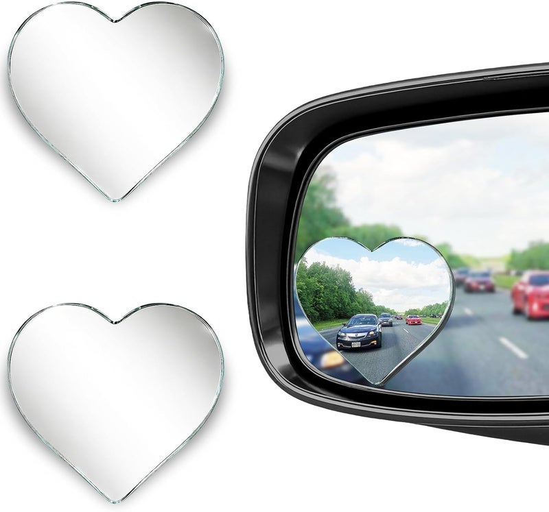 fccairms 2Pcs Heart Shaped Blind Spot Mirrors for Cars, Convex Rearview Mirror for Enhanced Safety, Universal Fit Stick-On Side Mirror, Cute Car Accessories for Women. - Image 1
