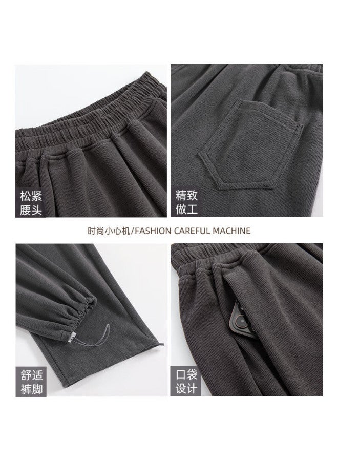 Langsha Women's Fleece-lined Sports Pants Winter New Thickened High-waist Slimming Loose Wide-leg Casual Jogger American Style Sweatpants
