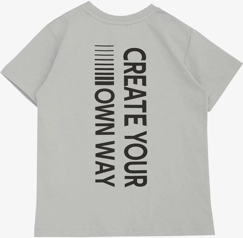 Breeze Boy's T-Shirt with Pockets and Text Printing, Age 6-12, Light Gray