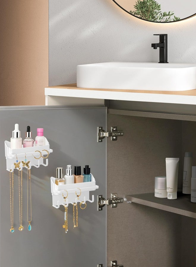 NiHome 2-Pack Multi-Functional Wall Storage Rack with Hooks, No Drill Adhesive Wall Mounted Organizer for Necklace, Jewelry, Headbands, Glasses, Vanity Accessory Shelf & Bathroom Storage Organizer - Image 3