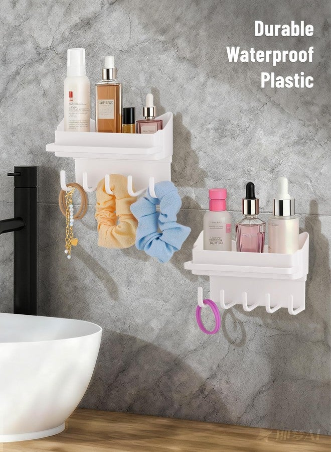 NiHome 2-Pack Multi-Functional Wall Storage Rack with Hooks, No Drill Adhesive Wall Mounted Organizer for Necklace, Jewelry, Headbands, Glasses, Vanity Accessory Shelf & Bathroom Storage Organizer - Image 2