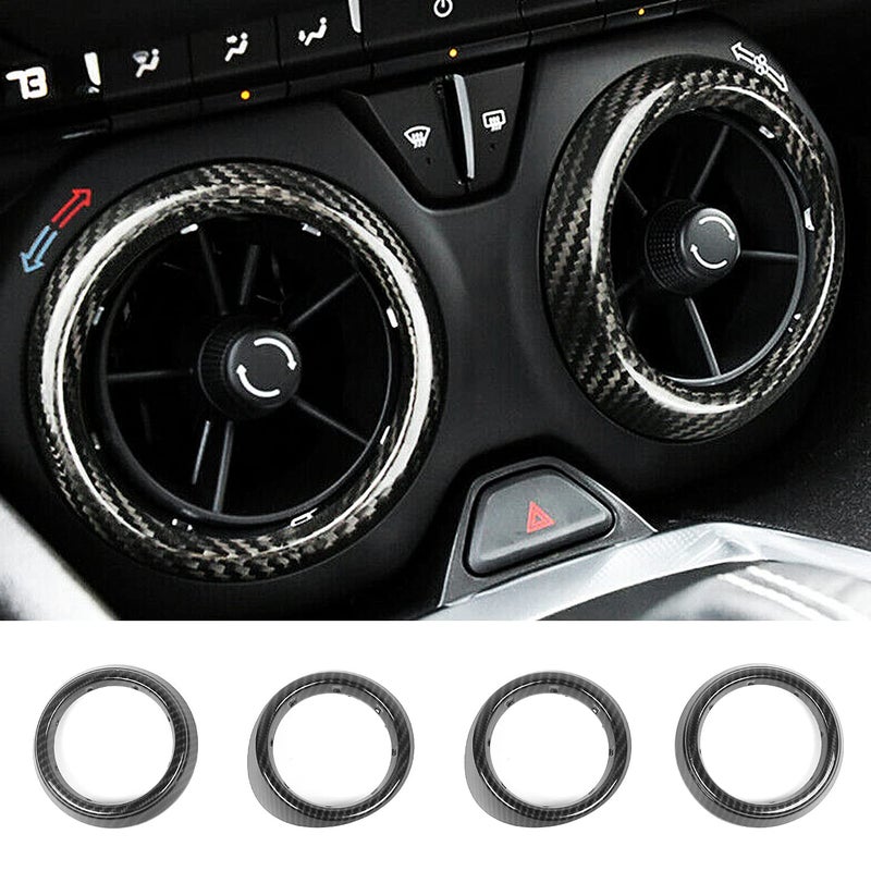CheroCar for Chevrolet Camaro Air Conditioner Vent Outlet Cover Ring Interior Accessories Cover Trim Fit for Chevrolet Camaro 20162021 Carbon Fiber