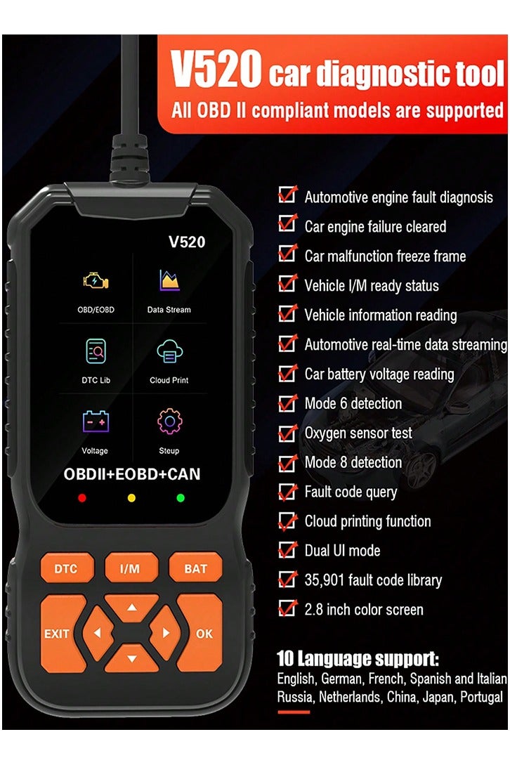 OBD2 Scanner Live Data Professional Mechanic OBDIl Diagnostic CodeReader Tool For Check Engine Light Cloud Printing Daul Ul Mode - Image 2