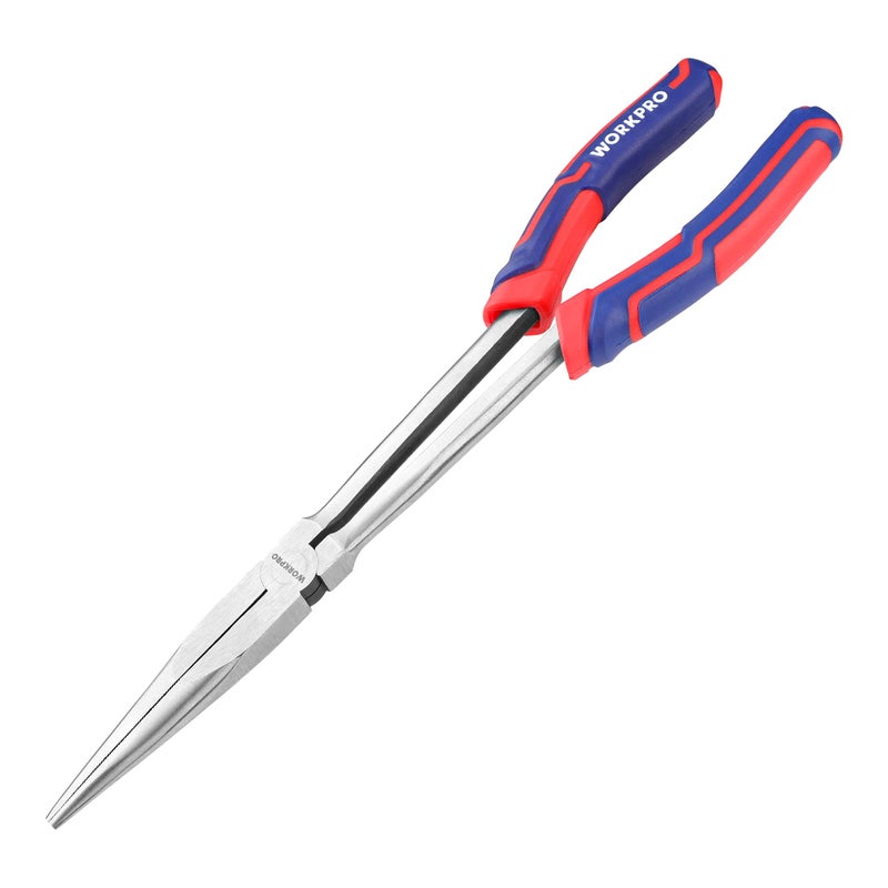 WORKPRO Premium 11â€ Extra Long Needle Nose Pliers, Paper Clamp Precision, Heavy-Duty CRV Steel, Soft Grip - Image 1