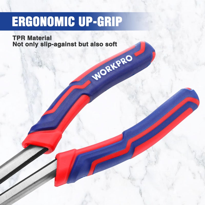 WORKPRO Premium 11â€ Extra Long Needle Nose Pliers, Paper Clamp Precision, Heavy-Duty CRV Steel, Soft Grip - Image 5