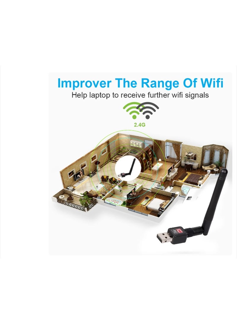Qasul - Mini USB Wifi Adapter 300MBPS 2dbi Wifi Adapter Pc Wifi Antenna Wifi Dongle - Image 1