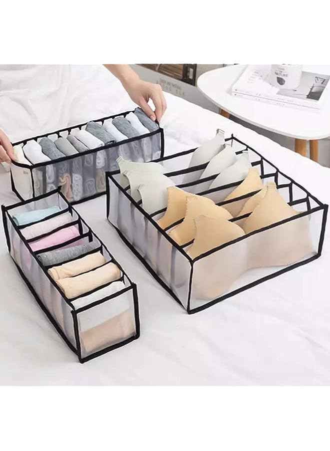 PROMASS Bra and Underwear Drawer Organizer Divider,Foldable Nylon Mesh Storage Box, Closet Storage Organizer for Socks, Stockings, Ties, Scarves Laundry Basket (Underwear socks storage lattice) - Image 1