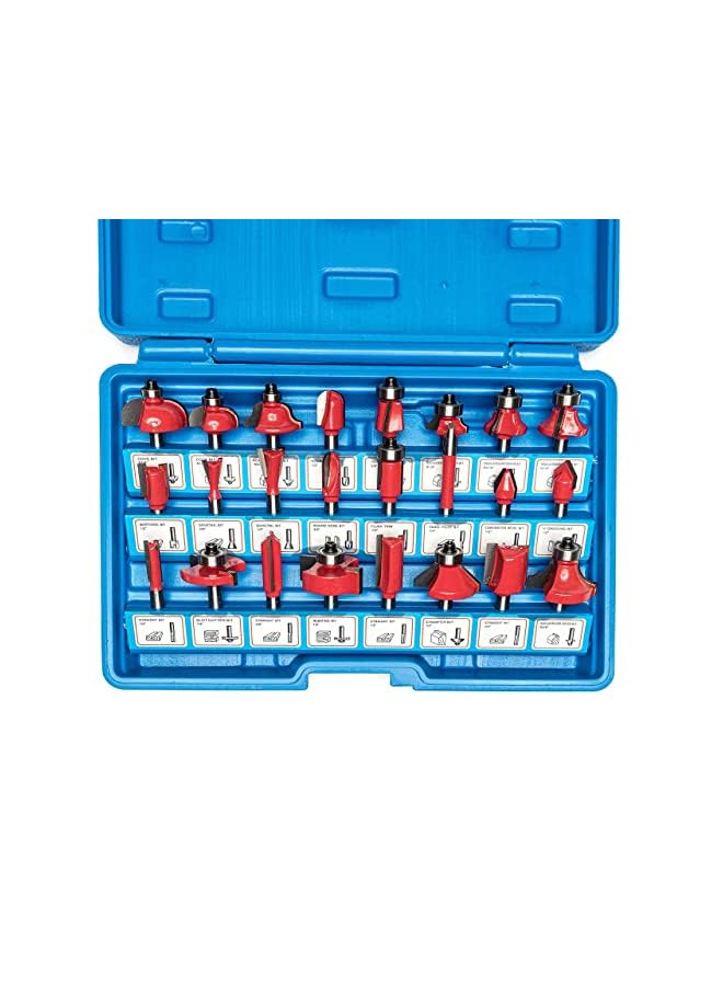 PROMASS 10108 Tungsten Carbide Router Bits Set | 24-Piece Set | 1/4-Inch Shank | Blue | Bits For Woodworking  - Image 2