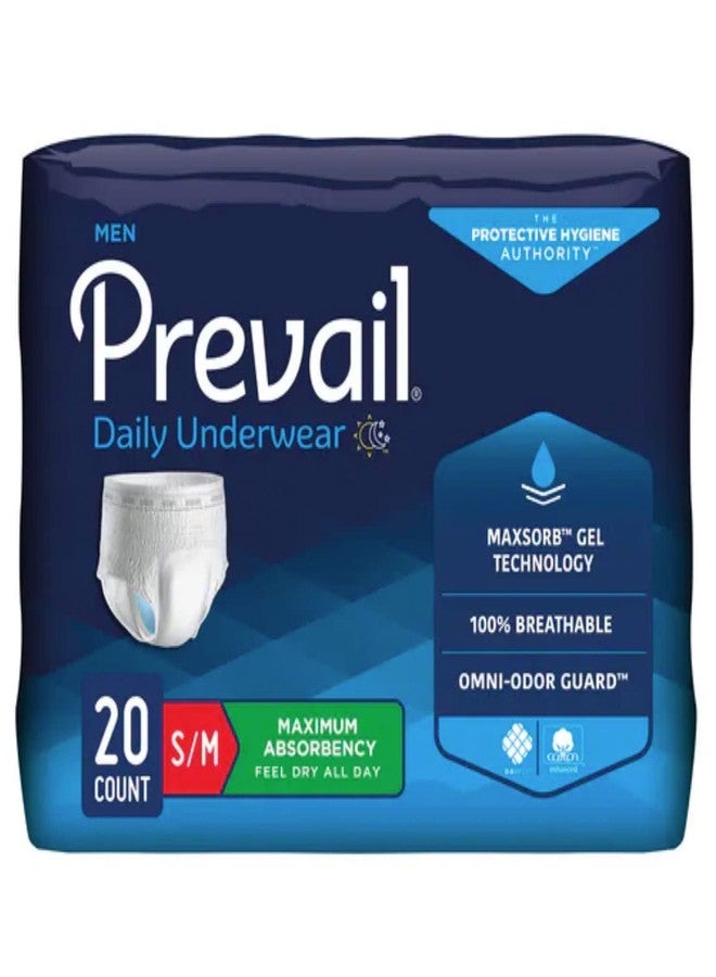 Prevail Protective Underwear, Adult Incontinence Underwear, Unisex, Maximum Absorbency, Size Small/Medium, 20 Count