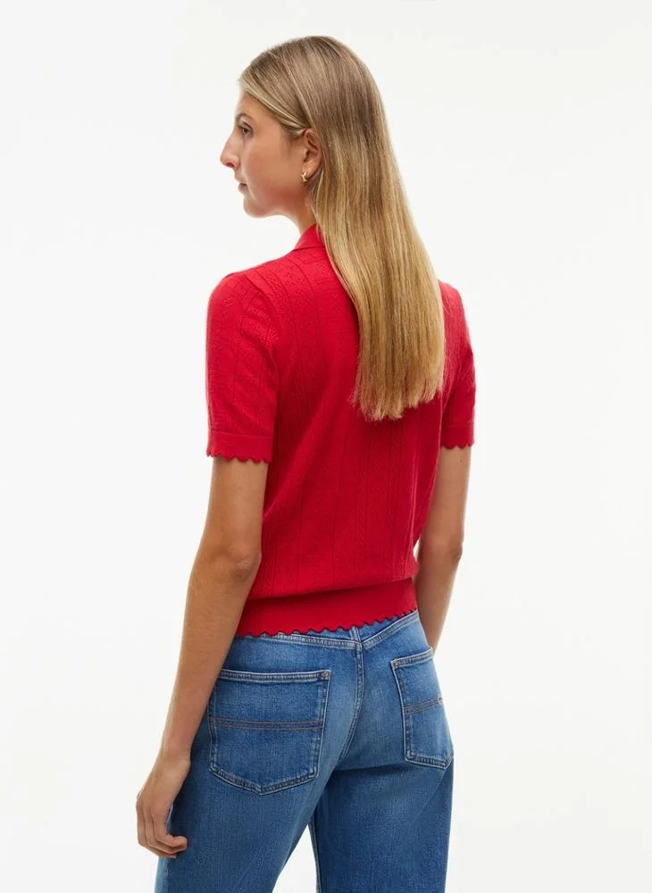 Tommy Jeans Pointelle Flag Short Sleeve Polo Jumper