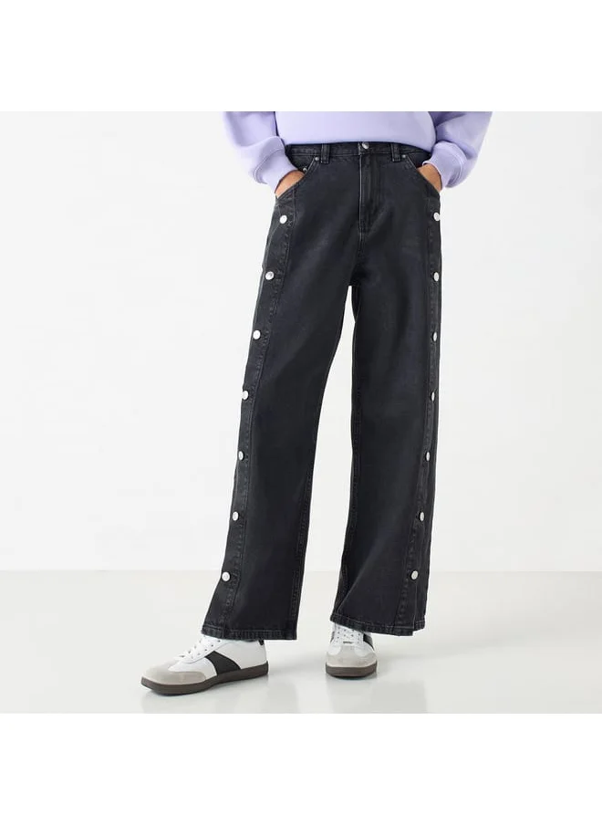 Lee Cooper Lee Cooper Fit Wide Leg Jeans with Button Detail