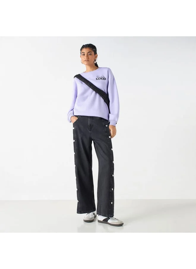 Lee Cooper Lee Cooper Fit Wide Leg Jeans with Button Detail