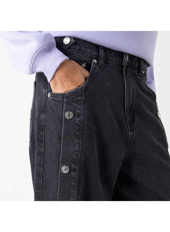 Lee Cooper Lee Cooper Fit Wide Leg Jeans with Button Detail - Image 4