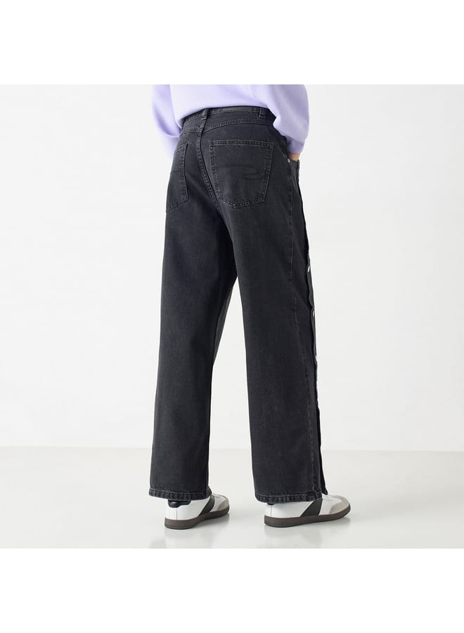 Lee Cooper Lee Cooper Fit Wide Leg Jeans with Button Detail - Image 3