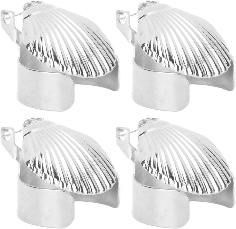Dioche Candle Snuffer, Candle Accessories 4Pcs Metal Shell Pattern Automatic Candle Stopper Candle Wick Trimmer for Putting Out Candle Flame Safely (Silver Color) - Image 1