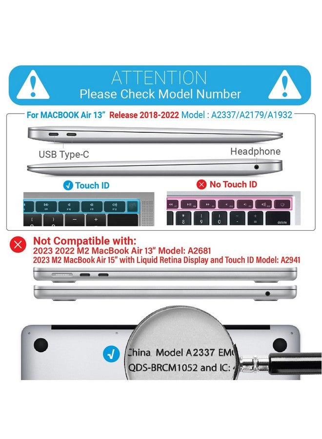 آي بينزر حافظة IBENZER متوافقة مع جهاز MacBook Air 13 بوصة 2022 2021 2020 M1 A2337 A2179 A1932، حافظة صلبة وغطاء لوحة مفاتيح وغشاء شاشة لجهاز Mac Air 13 مع Touch ID، شفافة للغاية، AT13CYCL+2 - Image 2