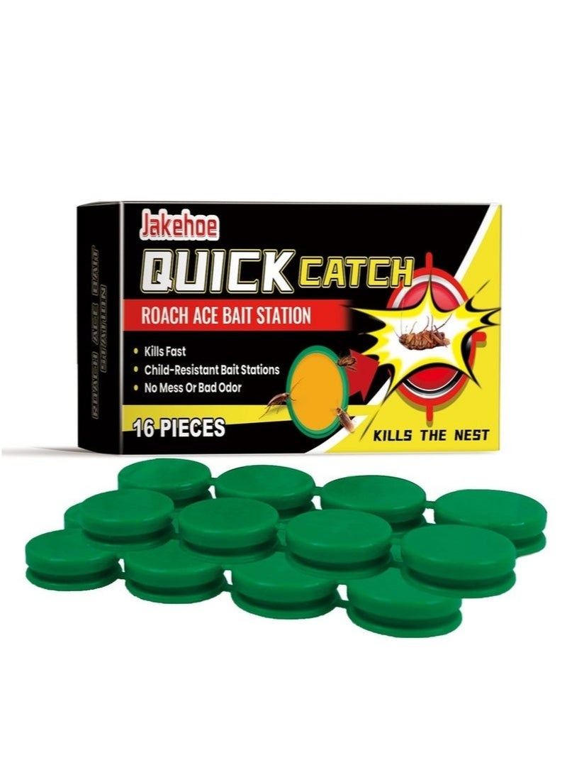 Jakehoe Roach Bait Stations, Natural Cockroach Repellent, Roach Traps Indoor/Outdoor Use, Roach Killer Indoor Infestation for Small & Large Roaches, Non-Toxic, Long Lasting Protection (16 PCS) - Image 1