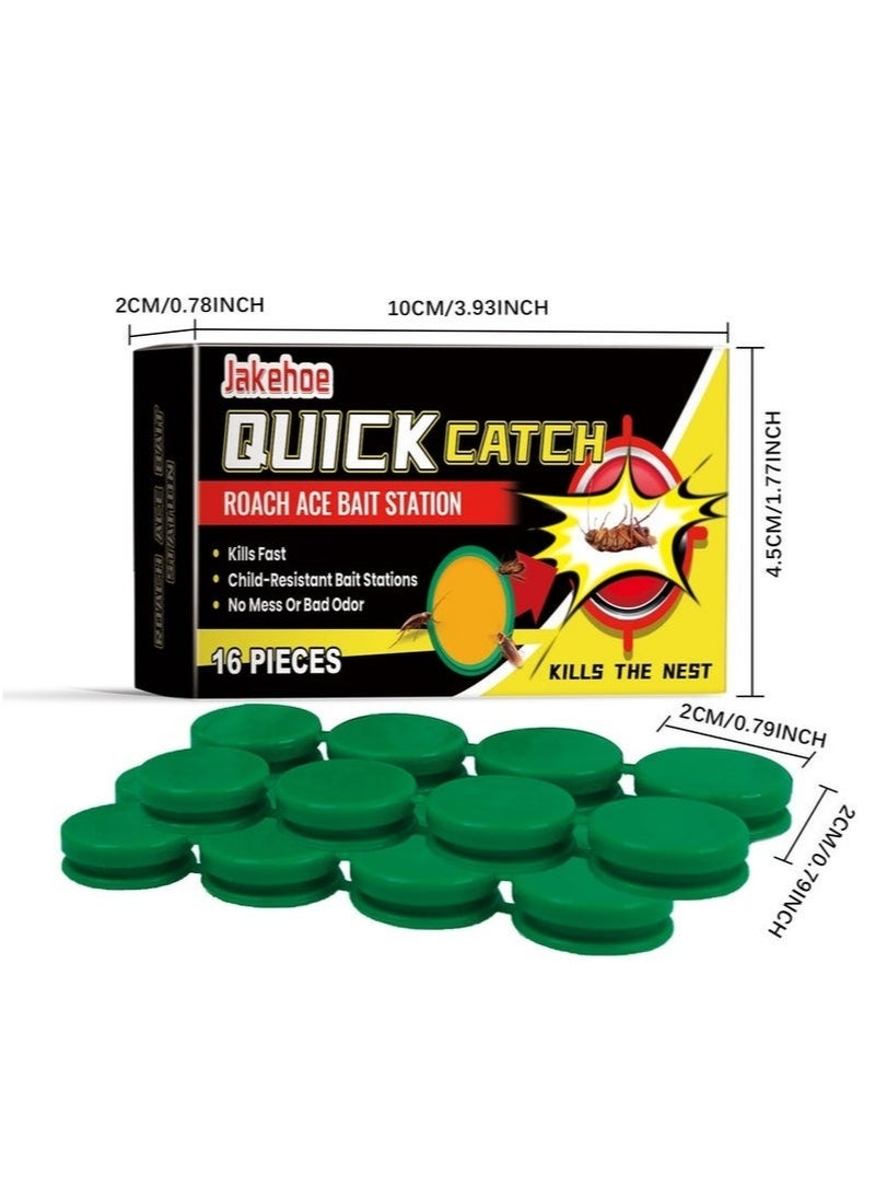 Jakehoe Roach Bait Stations, Natural Cockroach Repellent, Roach Traps Indoor/Outdoor Use, Roach Killer Indoor Infestation for Small & Large Roaches, Non-Toxic, Long Lasting Protection (16 PCS) - Image 2